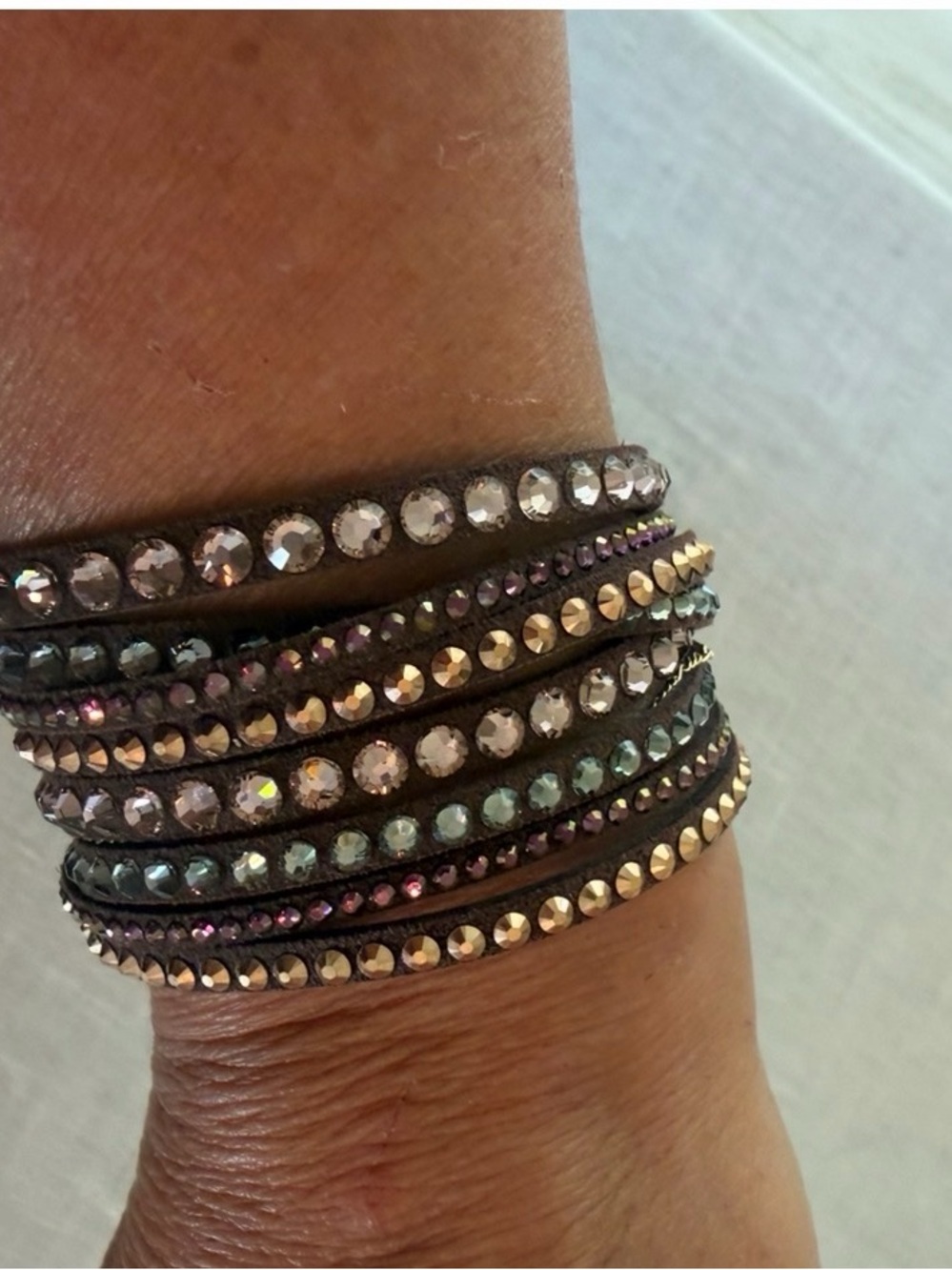 Swarovski Crystal Slake Deluxe Chocolate Brown Wrap Bracelet